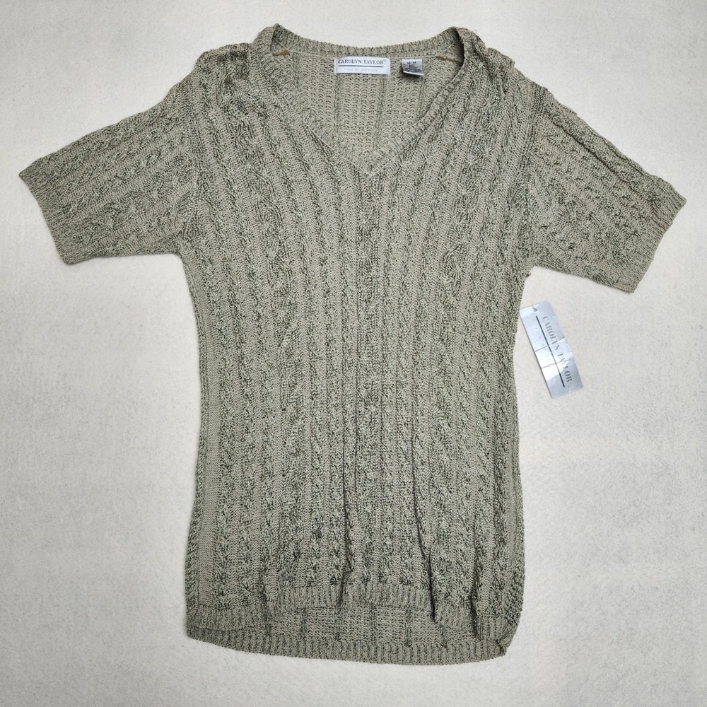 90s NWT Silk Cable Knit Top M Green Earthy Fairy Grunge Indie Coquette Cozy